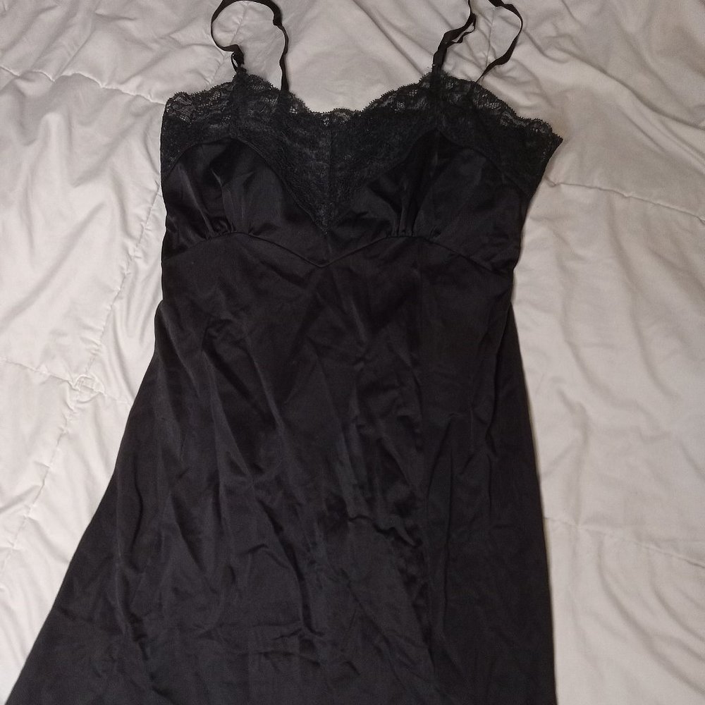 Vintage Black Silky slip dress